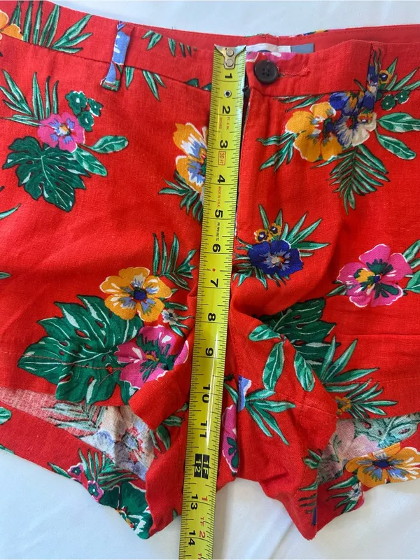 Old Navy Red Tropical Floral High-Waist Shorts - Image 3