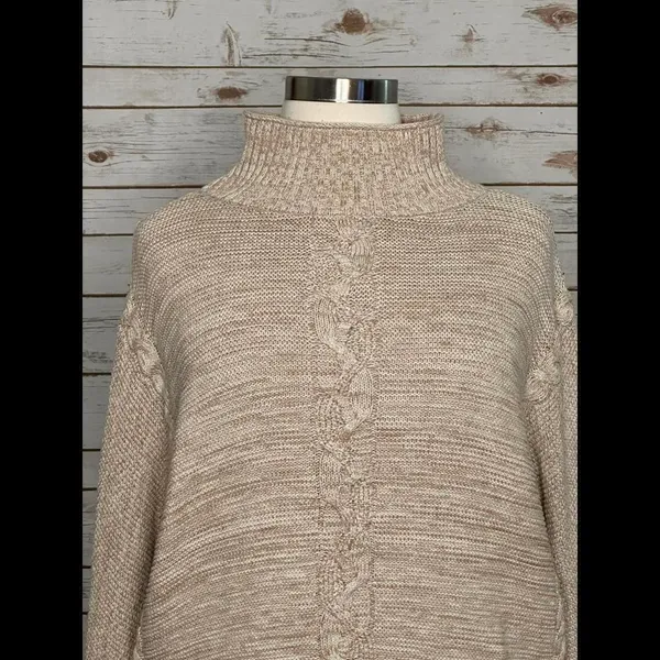GAP marled mock neck cotton cable knit sweater Size XL - Image 2