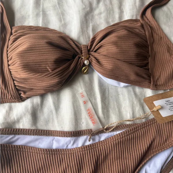 NWT Rihoas Brown Ribbed Bikini Set Size M - Image 5