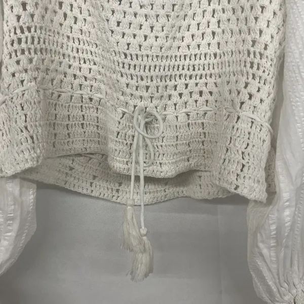 new sz Large L FREE PEOPLE MEGAN CROCHET TOP IVORY WHITE VICTORIAN OPEN BACK - Image 7