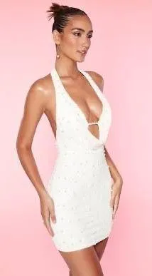 White Oh Polly Mini Dress Pearl - Image 3