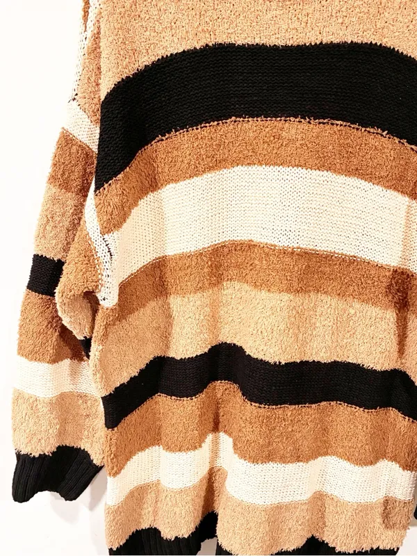 Show Me Your Mumu Timothy Tunic Sweater in Neutral Multi Stripe Size Medium - Image 3