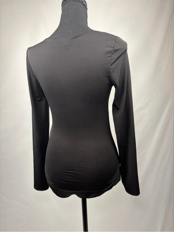 Topshop Bodysuit Black Long-Sleeve Scoop Neck - Image 5