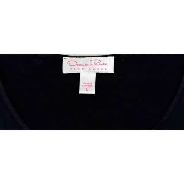 Oscar de la Renta Pink Label Black V Neck Asymmetrical Black Tank Top Size Large - Image 3