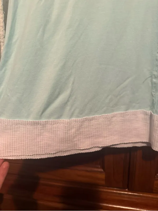 POL Mixed Media Patchwork Lace Henley Top - Mint Green Size M - Image 7