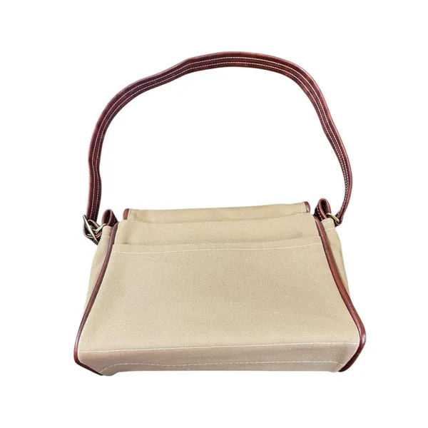 VTG Equestrian Horse Head Canvas Shoulder Bag Brown Leather Trim Country Western - Image 5