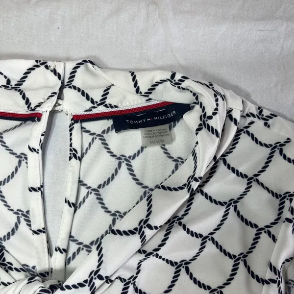 Tommy Hilfiger Blouse Women's White Blue Nautical Rope Med Top Tank Sleeveless - Image 2