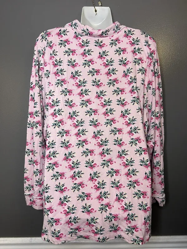 Vera Bradley Pajama Set Womens 2XL Pink Floral Jersey Button Front Lounge Pants - Image 6