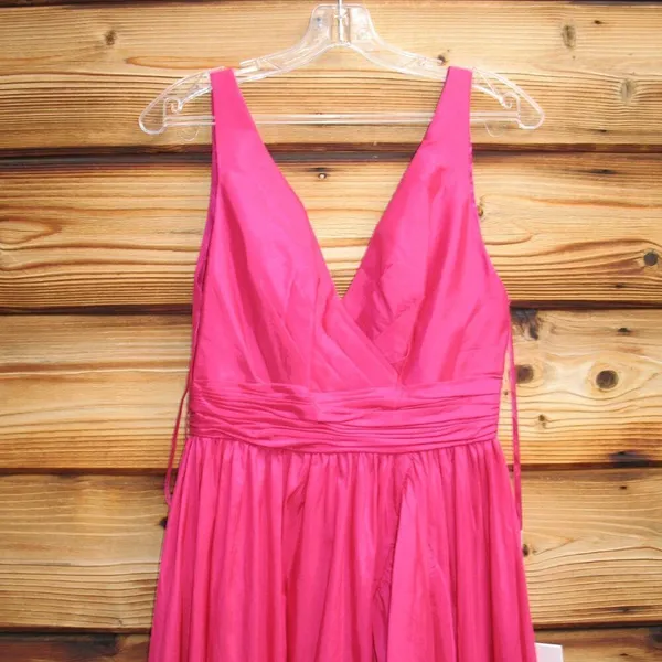MAC DUGGAL 67835 Pink Taffeta High Low Ruffle Gown Dress - Image 8