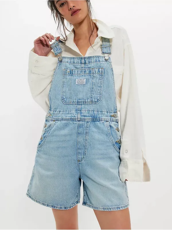 Levi's Utility Shortalls Denim Short Overalls Sz XL NWT - Image 2