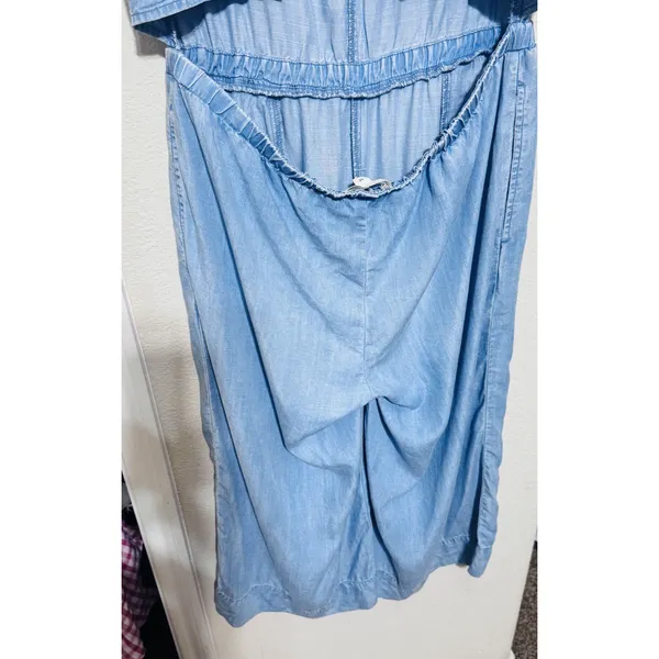 Anthropologie Cloth‎ & Stone Blue Chambray wide Leg Jumpsuit sz M open back - Image 5