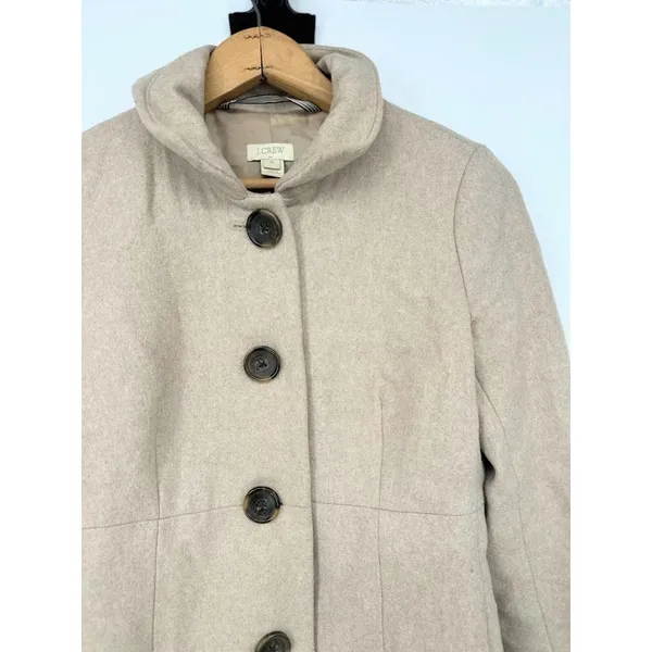 J.Crew Oatmeal Uptown Wool Blend Coat‎ Stand Collar Long Jacket Size 0 Business - Image 2