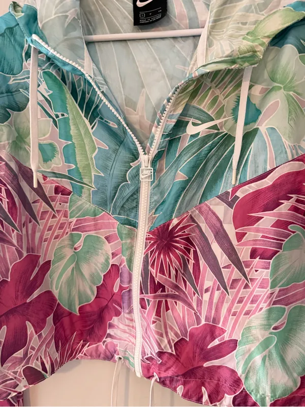 Nike Tropical Floral Cropped Windbreaker Jacket Women’s Small Hooded - Image 5