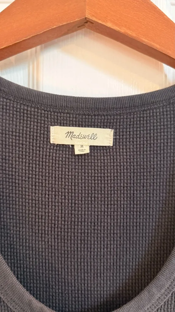 Madewell Waffle Knit Scoop Neck Crop Tank Dark Grey Medium - Image 5