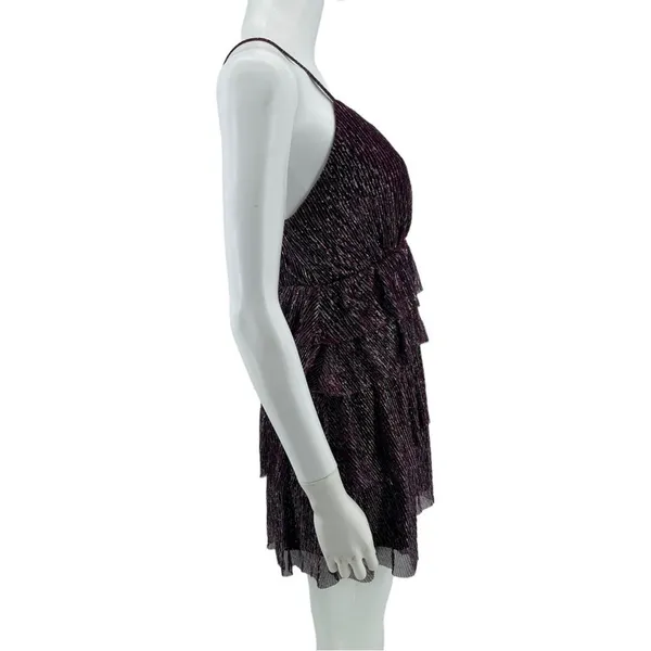 Lulus Dress Women Size Small‎ Glowing Gorgeous Mini Magenta Metallic Tiered NWT - Image 6