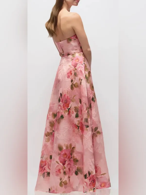 NEW Dessy Collection Alden Floral Jacquard Strapless Organza Gown sz 2 - Image 2