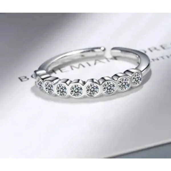 Boutique Dainty‎ 14k White Gold Plated Sterling Silver Synthetic Diamond Eternity Ring Sm - Image 6