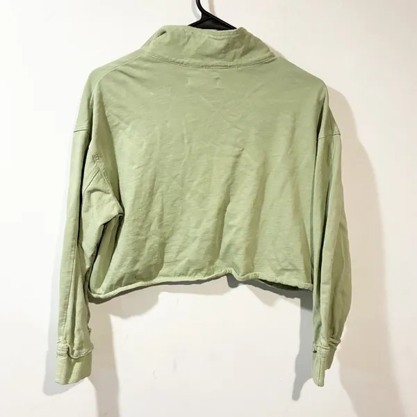 OAT New York Top Polo Sweatshirt Collared Long‎ Sleeve Green Women’s Size Medium - Image 5