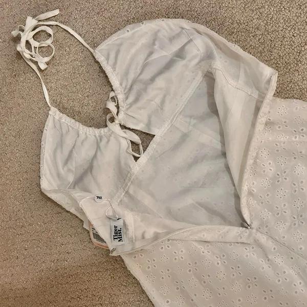 Tiger Mist White Eyelet Halter Mini Dress - Image 4