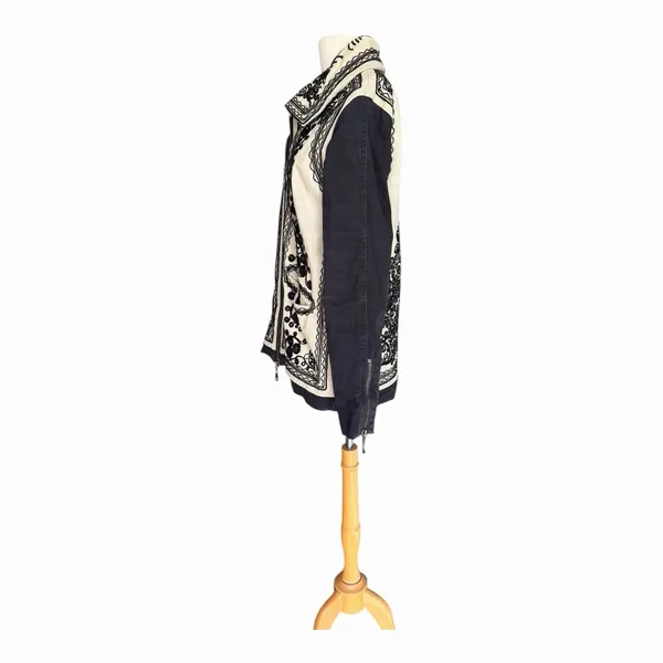 Free People Stitched Quills Embroidered Jacket Cream Black Boho Western Small - Image 7