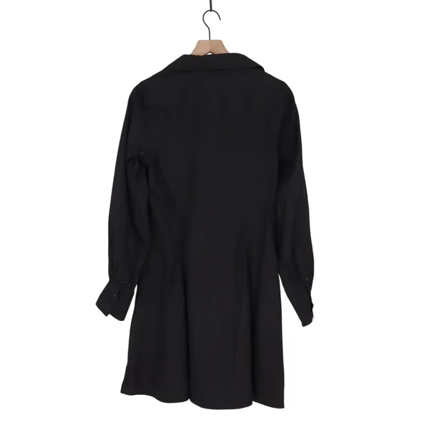 Madewell Seamed Mini Shirt Dress Womens 8 Black Cotton Long Sleeve Spread Collar - Image 6