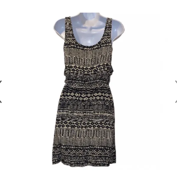 Xhilaration Black & Cream Aztec Geometric Print Sleeveless Boho Dress, Size XL - Image 3