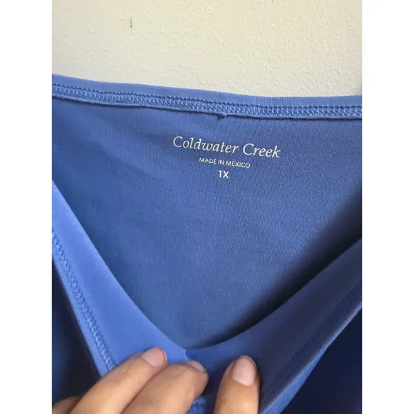 Coldwater Creek Blue Stretch Camisole Tank Top Adjustable Straps 1X Plus Size - Image 6