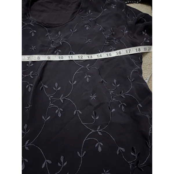 Vtg Dark Romantic Floral Top S Asymmetrical Embroidered Purple Romantic Feminine - Image 7