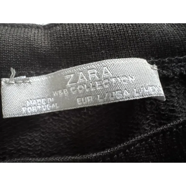 Zara Black Sweatshirt Sequins Beads Women's Large Long Sleeve Goth Holiday Glam - Image 3