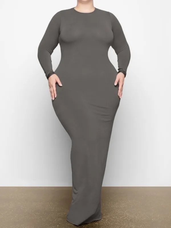 Skims Women’s Smooth Lounge Long Sleeve Maxi Dress Gunmetal Gray Size 2X - Image 9