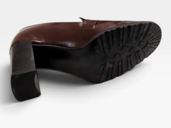 Coach Paulin Spazzolato Dark Brown Leather Heeled Loafers Size 5.5 NIB - Image 7