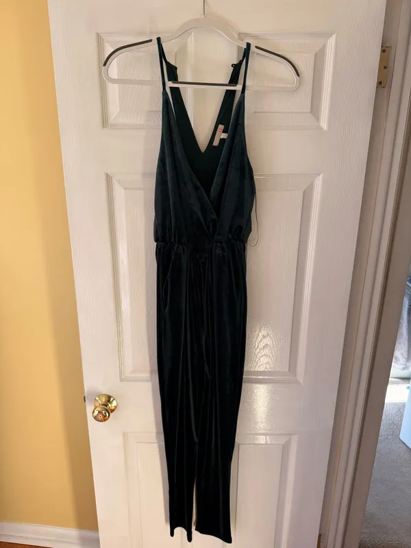 Dark Green Velvet Jumpsuit - Image 5
