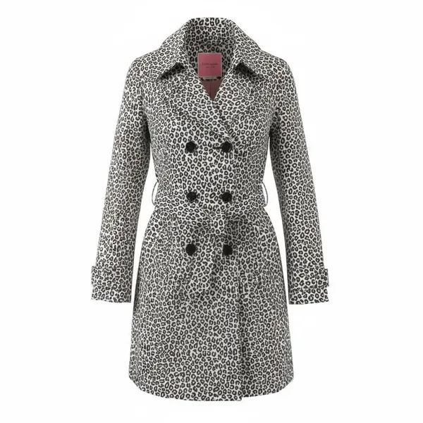 Kate Spade New York Leopard Print Belted Trench Coat Medium - Image 15