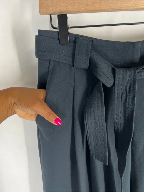 Anthropologie Navy Paperbag-Waist Tailored Trousers - Image 3