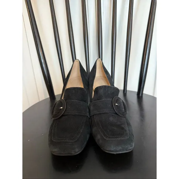Marc Fisher Garlan black suede loafer heels size 7 - Image 4