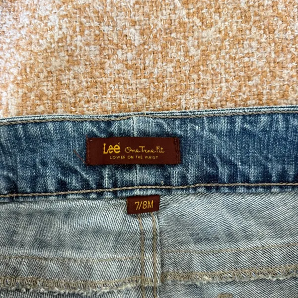 Lee One True Fit Jean Womens 7/8M Blue Bootcut Denim Embroidered Pockets Y2K Vtg - Image 5