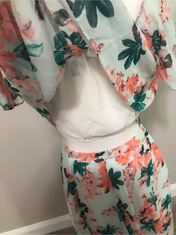 Lulus Bloom for Two Mint Floral Print Two-Piece Maxi Dress - Image 7
