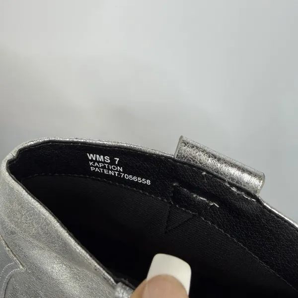 Metallic Faux Leather‎ Bootie features a silver SIze 7 - Image 5