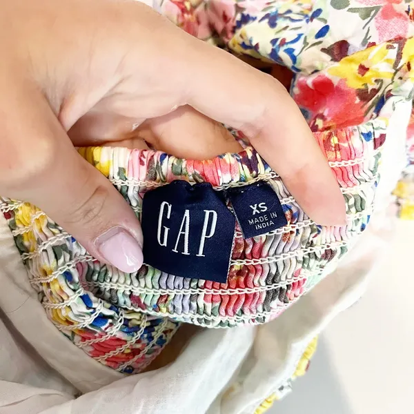 Gap Floral Puff-Sleeve Square Neck Smocked Babydoll Mini Dress Multicolor XS - Image 4