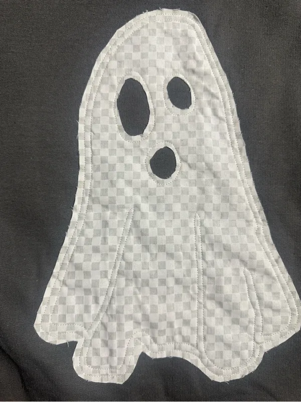 Gildan Grey Crewneck Sweatshirt with White Ghost Patch - Image 6