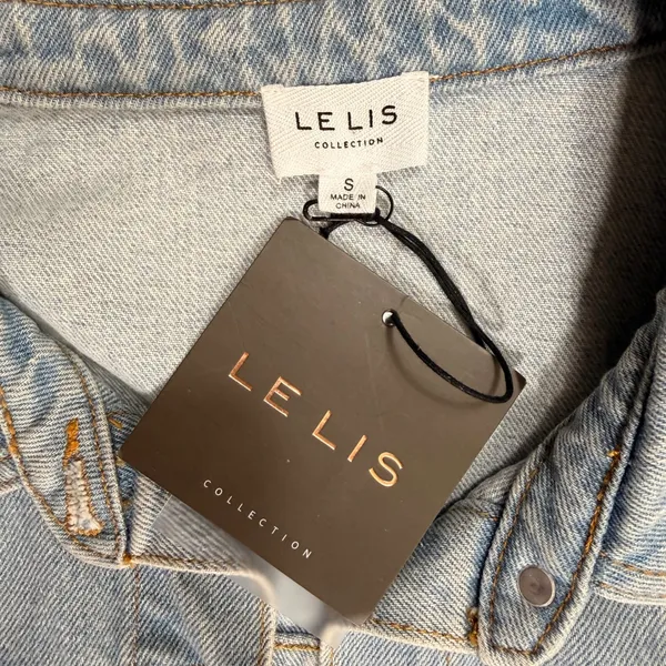 Le‎ Lis Collection Womens Light Wash Denim Utility Romper Short Sleeve Small NEW - Image 5