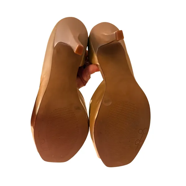 Jessica‎ Simpson Josette Pumps Womens 7.5 Gold Excellent Peep Toe d'Orsay Heels - Image 11