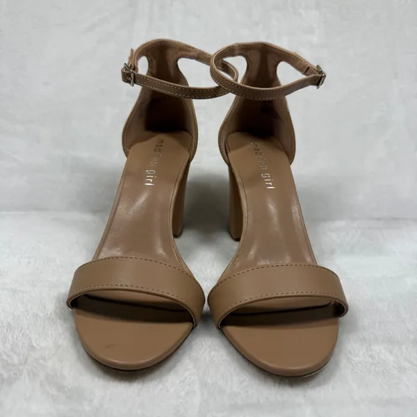 Madden Girl Beella Tan Nude Ankle Strap Block‎ Heel Sandals Women Size 8 - Image 2