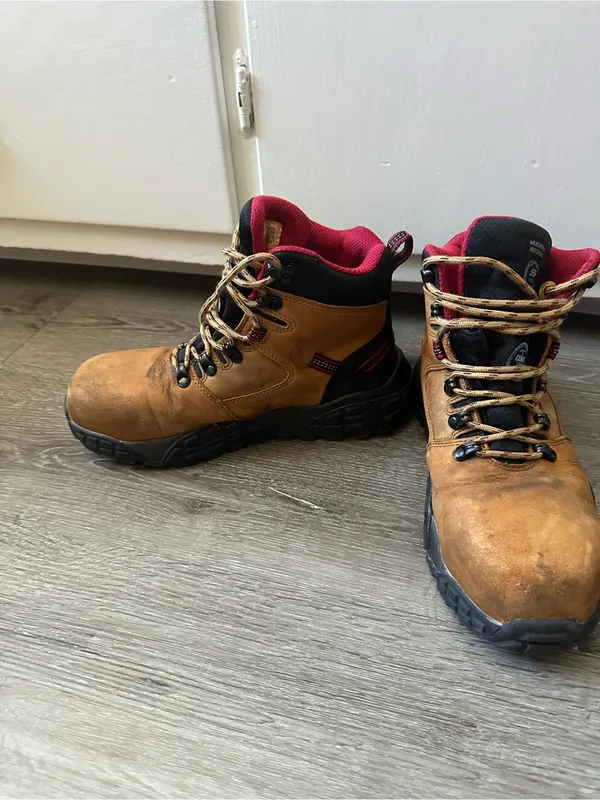 Skechers Brown Work Boots with Black and Red Accents - Image 7