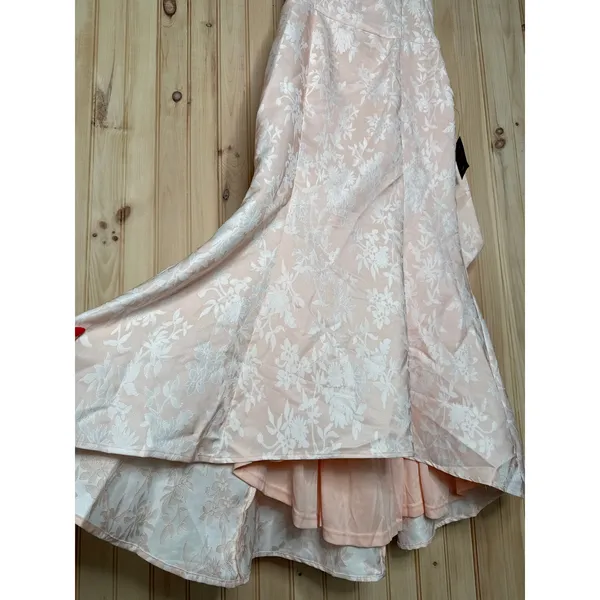 NWT Lulus Gwenth Blush Floral Jacquard High-Low Midi Dress Holiday Party Size L - Image 5