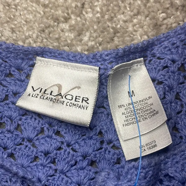 Liz Claiborne Major sale $24 was $33 vintage crochet light blue vest size M - Image 6