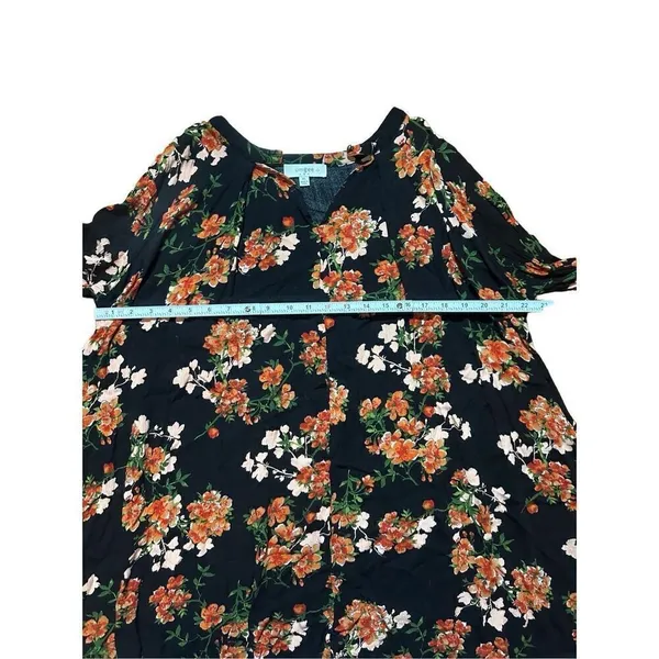 Umgee black‎ red floral tunic bell sleeves cottagecore sz XL - Image 4