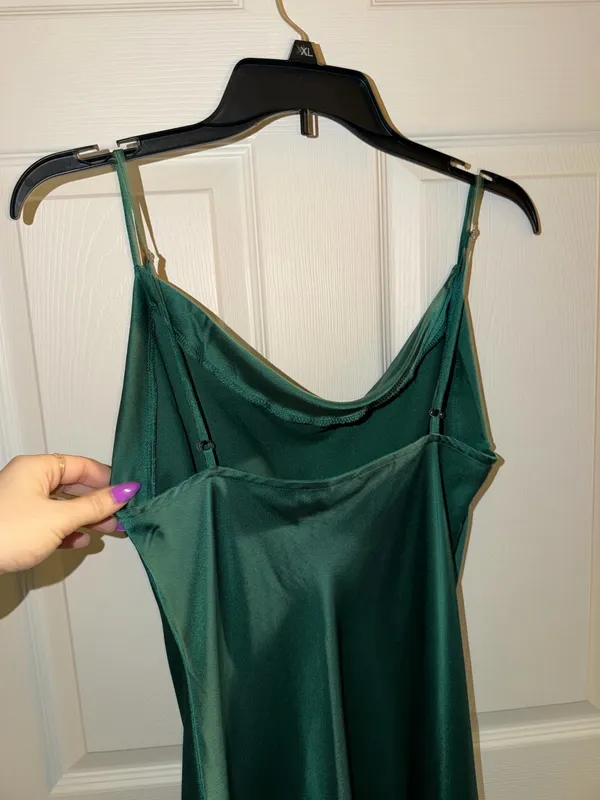 Green Satin Dress - Image 5