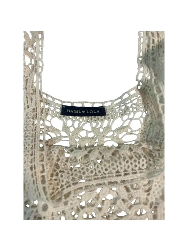 Y2K Style Ivory Crocheted Lace Boho Cotton Tank Top S/M Fairycore Cottagecore - Image 2