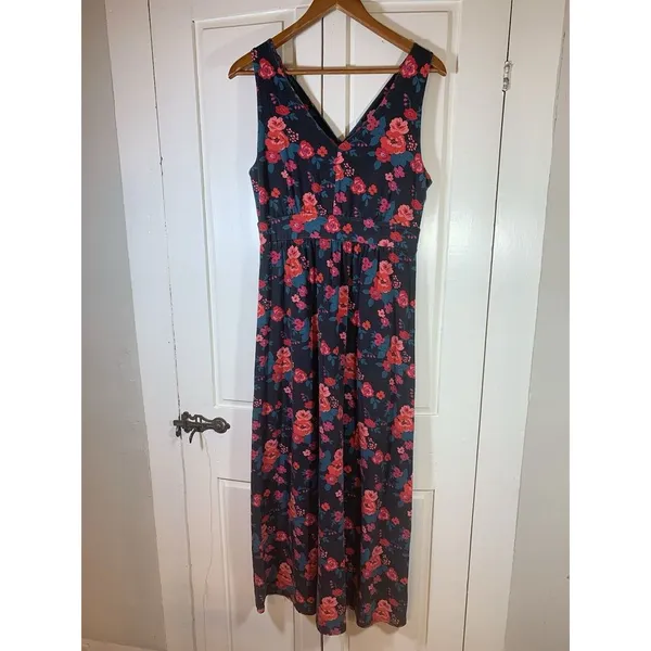 Garnet‎ Hill Maxi Dress Womens 10 Floral Prairie Cottage Garden Sleeveless READ - Image 3